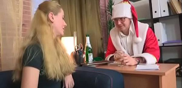  Tricky Old Teacher - Gorgeous young blonde gets to fuck Santa Claus
